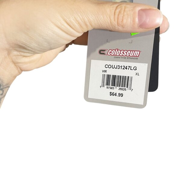 Colosseum Virginia Cavaliers XL Quilted Full-Zip Hoodie Navy/Gray Logo - Picture 3 of 4